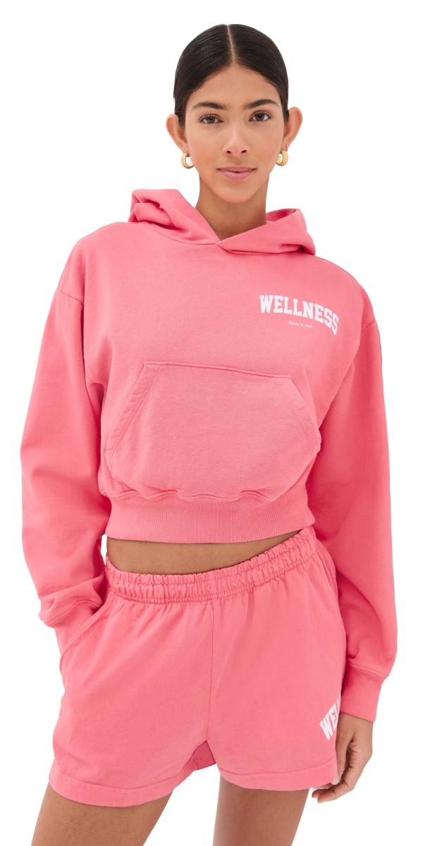 Sporty & Rich Wellness Ivy Cropped Hoodie Cotton Candy/White