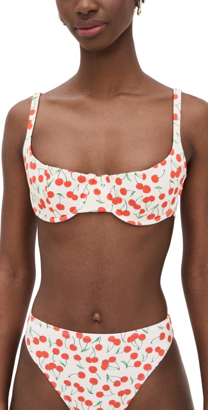 Good American Cherry Demi Support Top Snow Cherries