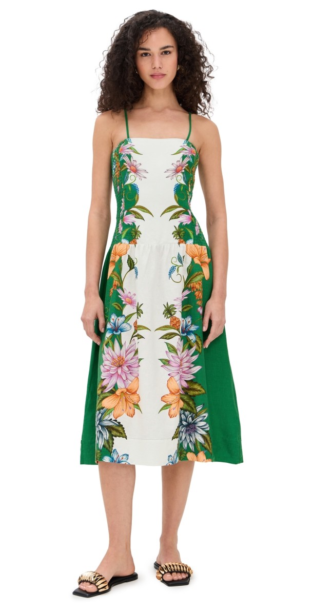 FARM Rio Sweet Bloom Dreamscape Off-White Midi Dress Sweet Bloom Dreamscape Off-White
