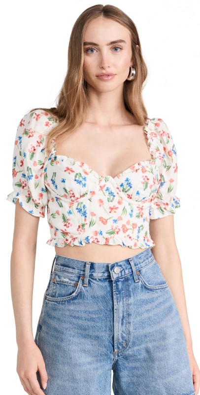 ASTR the Label Feronia Top Red Multi Floral