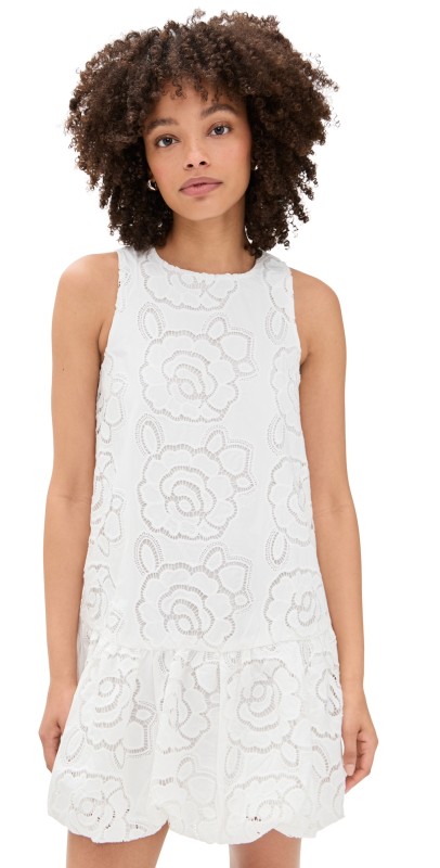 En Saison Chloe Bubble Hem Mini Dress White