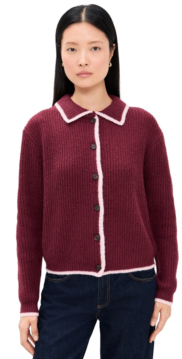 Little Lies Francesca Cardigan Burgundy/Pink