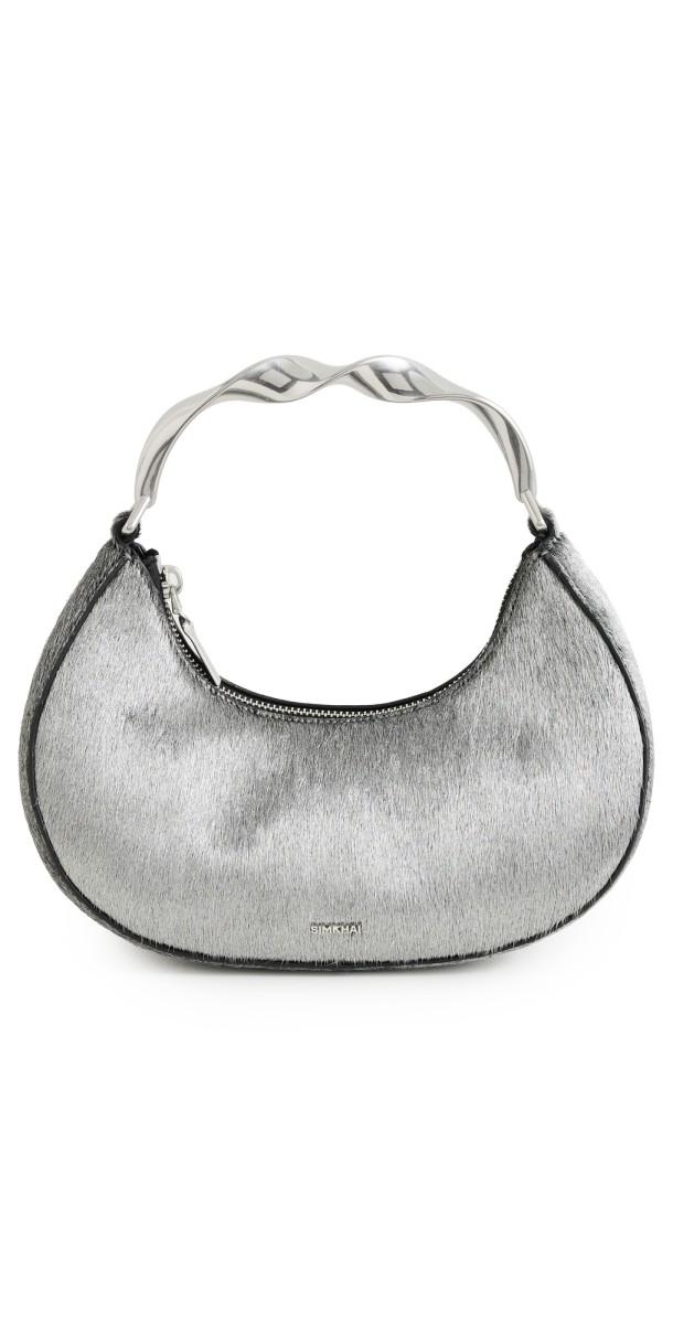SIMKHAI Nixi Calf Hair Twist Handle Bag Sterling