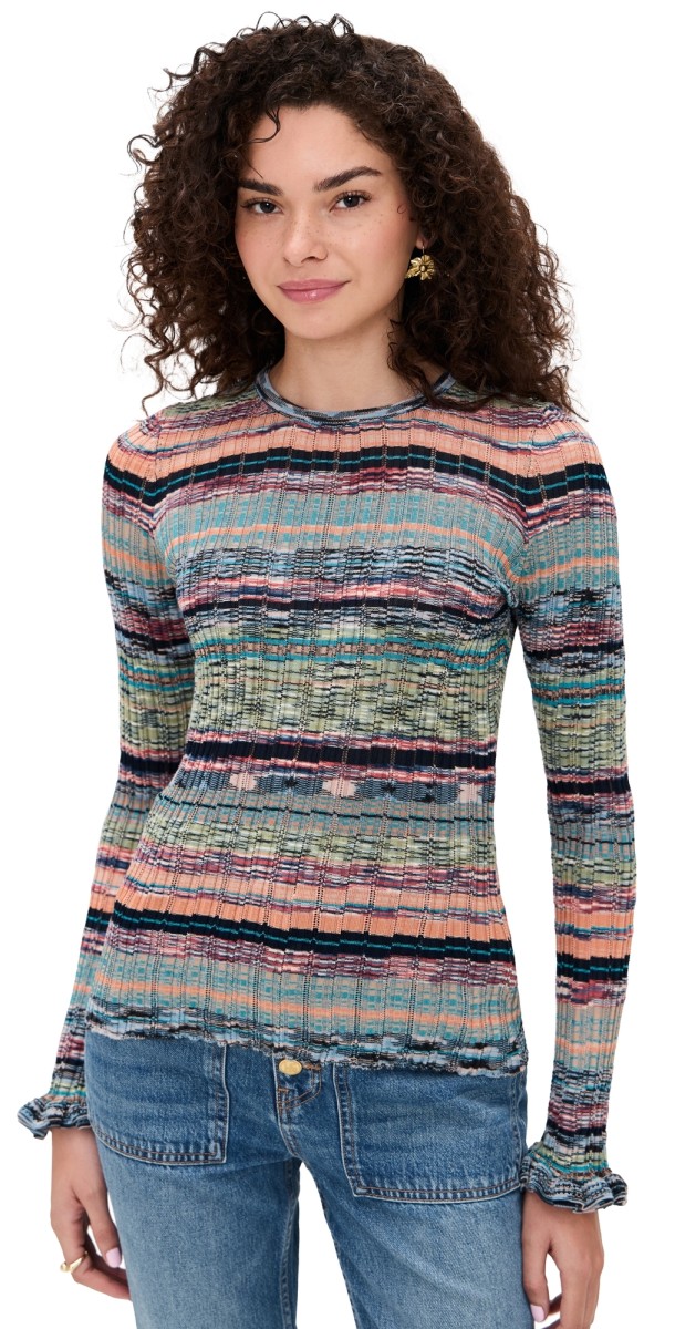 Ulla Johnson Maci Long Sleeve Knit Pullover Azurite