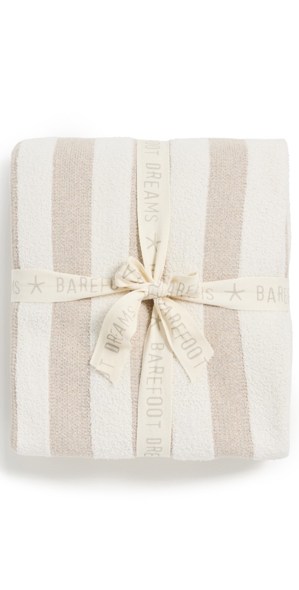 Barefoot Dreams CC Cotton Classic Stripe Throw Oatmeal/Cream