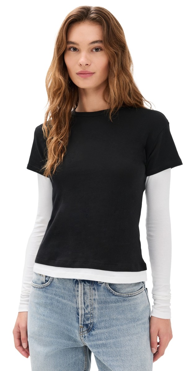 EB Denim Rory Layered Long Sleeve Black and White