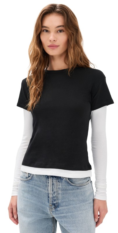 EB Denim Rory Layered Long Sleeve Black and White