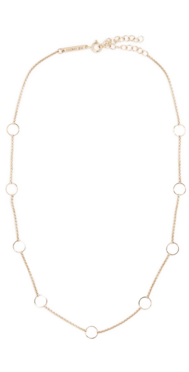 Zoe Chicco 14k Gold Circles Station Xs Box Chain Necklace 14k Yellow Gold