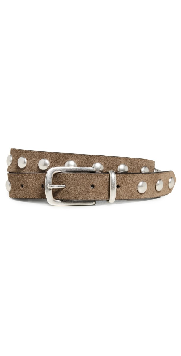 Anderson's Slim Studded Suede Belt Olive F16