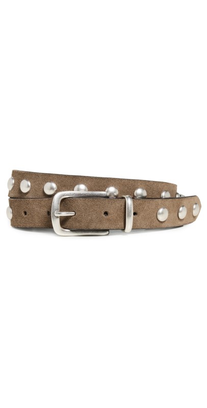 Anderson's Slim Studded Suede Belt Olive F16