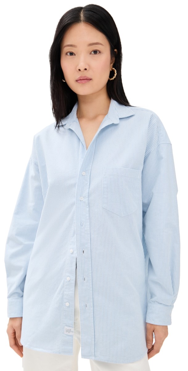 Frank & Eileen Oversized Button-Up Shirt Sky Stripe