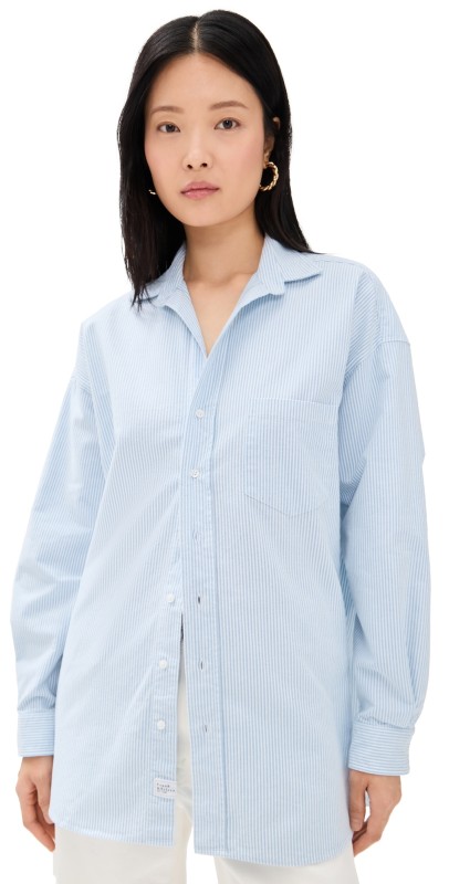 Frank & Eileen Oversized Button-Up Shirt Sky Stripe