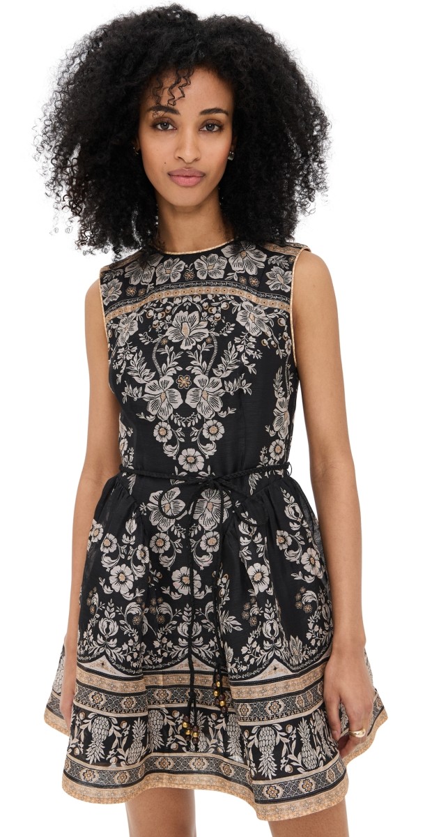 Zimmermann Balance Peplum Mini Dress Black Stamp
