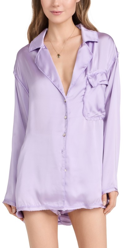 Free People Like Honey PJ Shirt Orchid Bloom