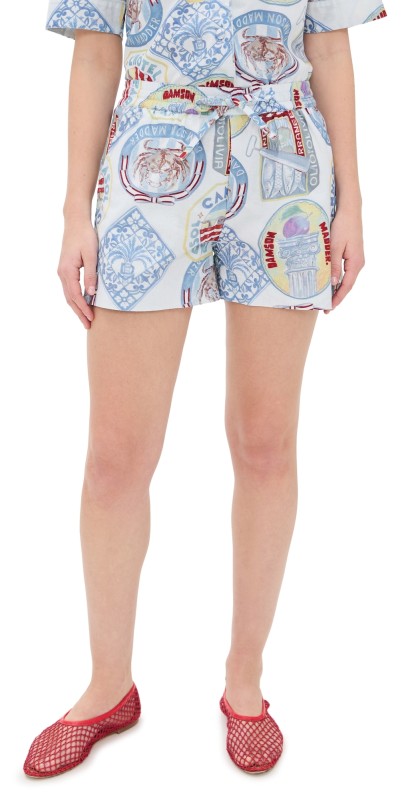 Damson Madder Pull On Holiday Print Shorts Multi