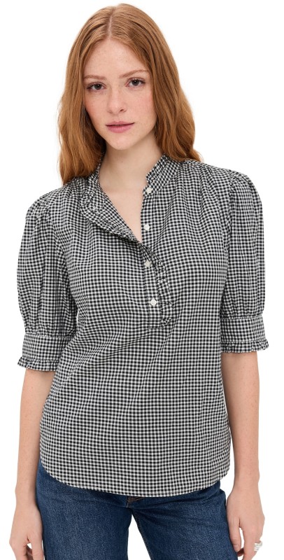 Birds of Paradis Noah Blouse Onyx Check