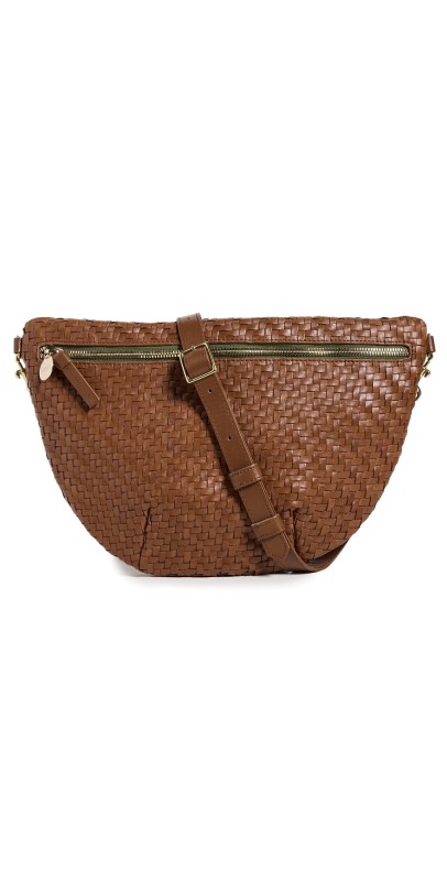 Clare V. Grande Fanny Pack Hazelnut Woven Zig Zag