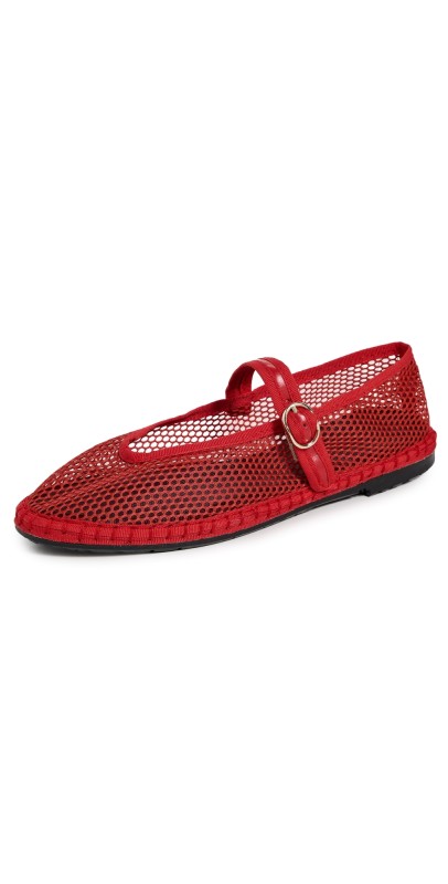 Flabelus Isabella Mesh Mary Jane Flats Red