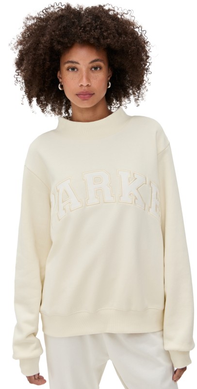 PARKE Bridal Varsity Mock Neck Sweatshirt Cream