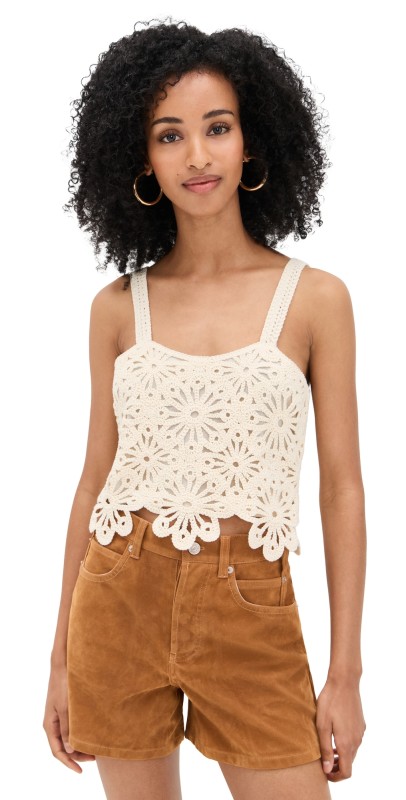 LE BOP Crochet Tank Antique White