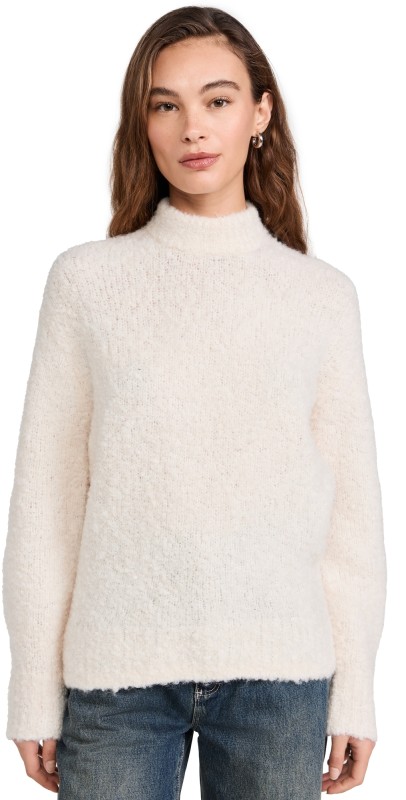 Madewell Vesta Boucle Chunky Pullover Heather Cloud Grey