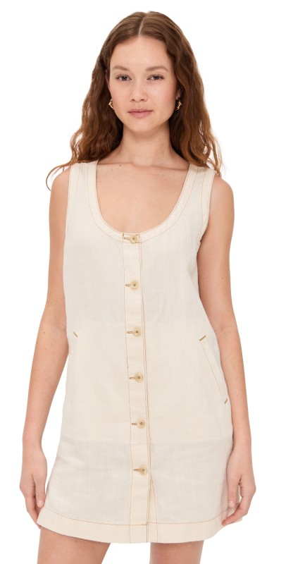 Faherty Linen Denim Malibu Dress Whitecliff Wash