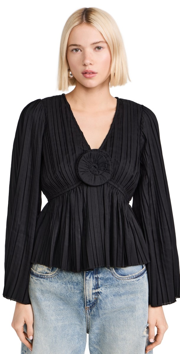 Sea Nomi Solid Rosette Top Black