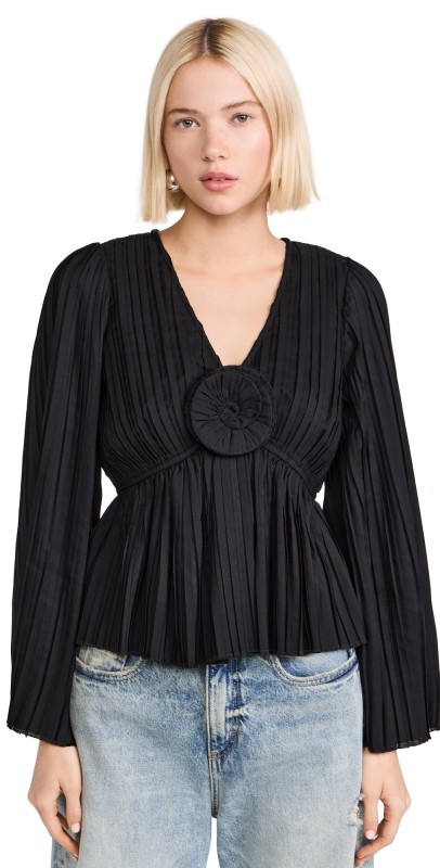 Sea Nomi Solid Rosette Top Black