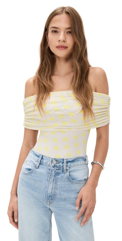 AFRM Divya Thong Bodysuit Sun Dot