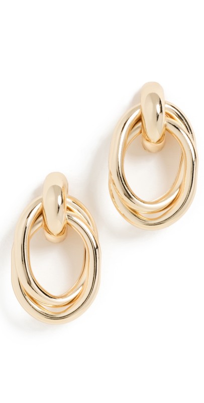 Alexa Leigh Oval Drop Earrings Yellow Gold