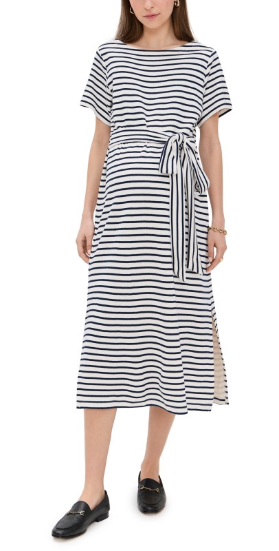 HATCH The Carla Dress Navy Stripe