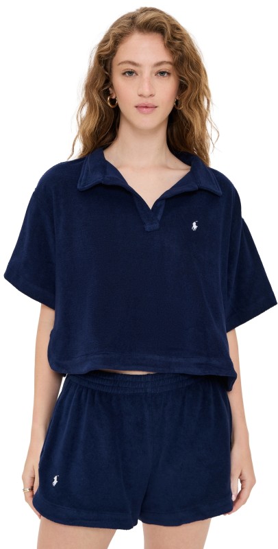 Polo Ralph Lauren Terry Collar Shirt & Short Set Navy