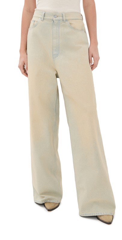 Stella McCartney Sand Overdyed Wide Leg Jeans Send Denim Overdyed