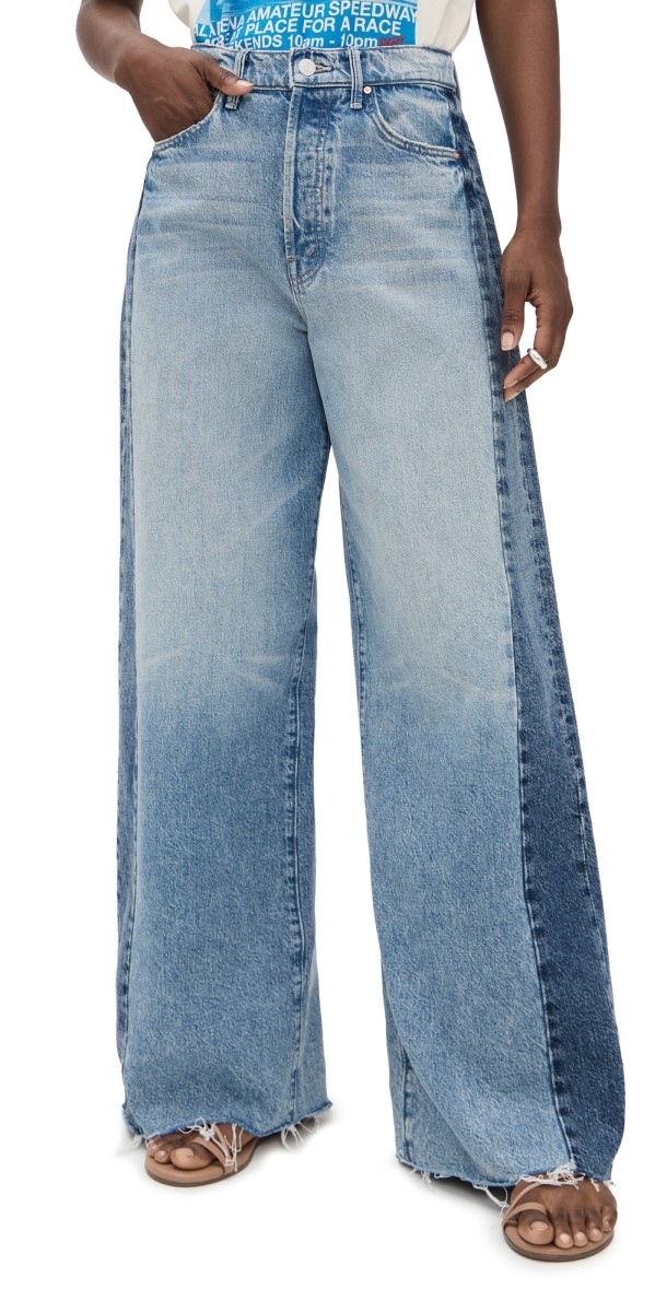 MOTHER Pipe-Dream Button Sneak Fray Jeans Blinded By The Dark
