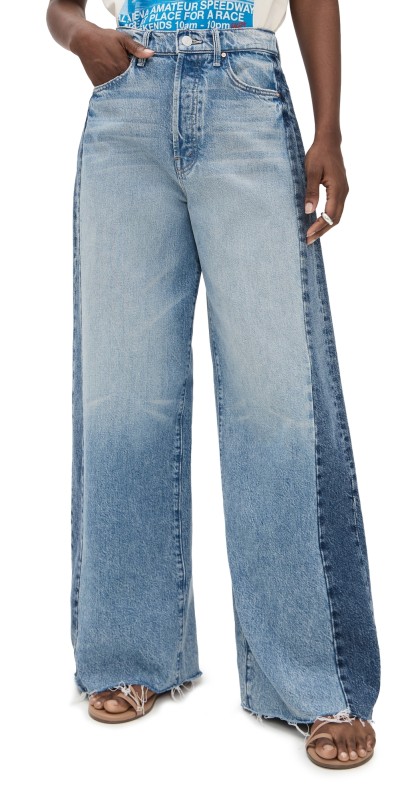 MOTHER Pipe-Dream Button Sneak Fray Jeans Blinded By The Dark
