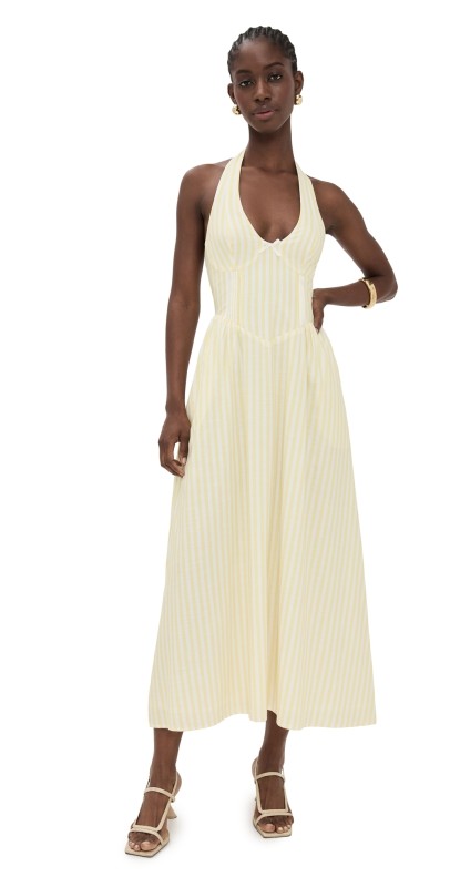 Seven Wonders Calianna Midi Dress Lemon Stripe