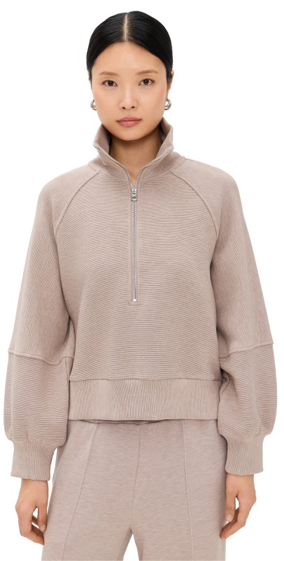 Varley Milano Half Zip Sweater Taupe Marl