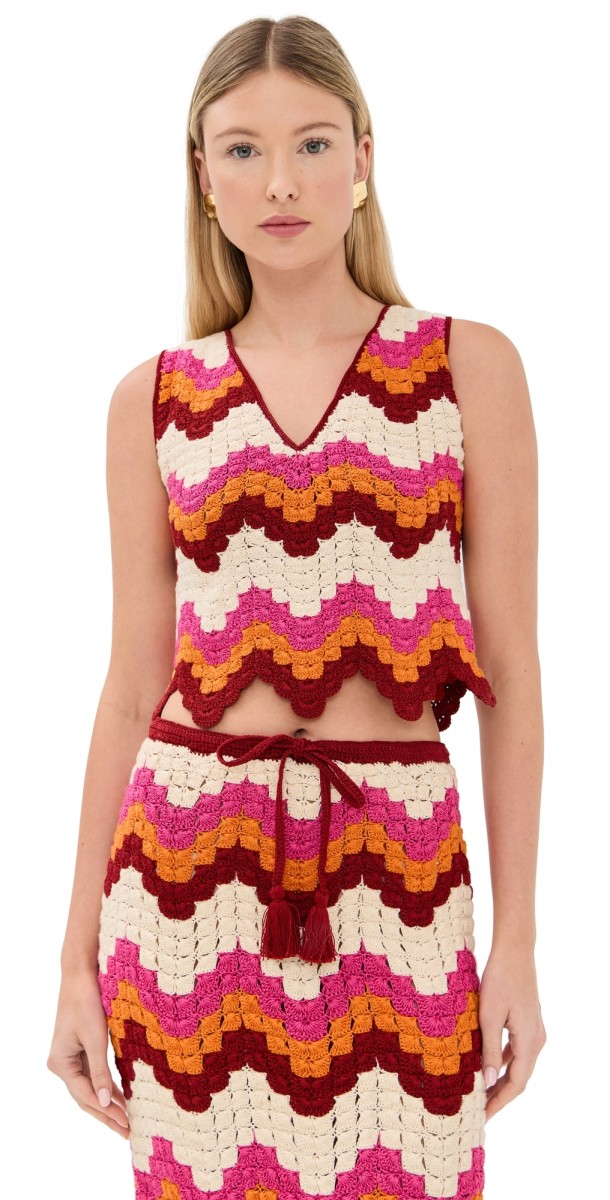 ESCVDO Susprio Top Burgundy/Fuchsia/Brown