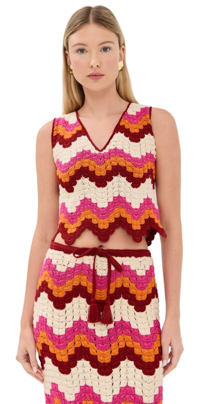 ESCVDO Susprio Top Burgundy/Fuchsia/Brown