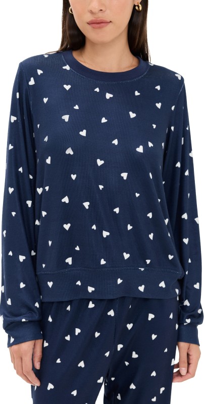 Z Supply Classic Heart Long Sleeve Top Eclipse