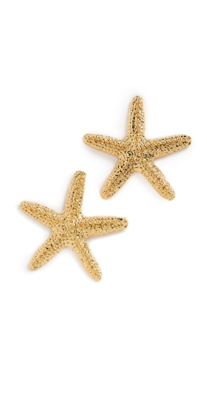 Kenneth Jay Lane Oversized Textured Gold Starfish Post Earrings Gold