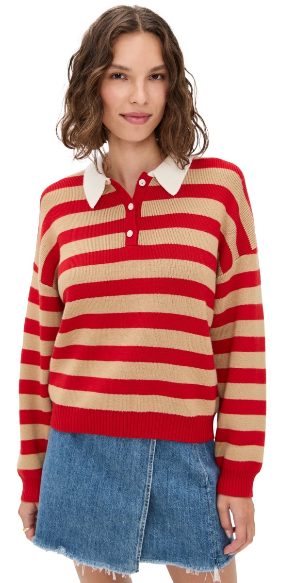 WAYF Cindy Stripe Pullover Red Stripe