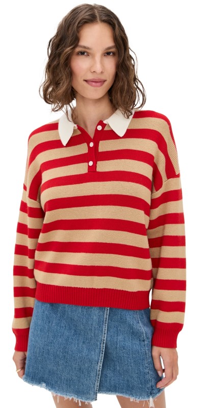 WAYF Cindy Stripe Pullover Red Stripe