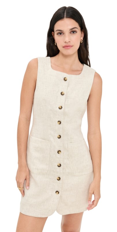 POSSE Emma Button Down Mini Dress Natural