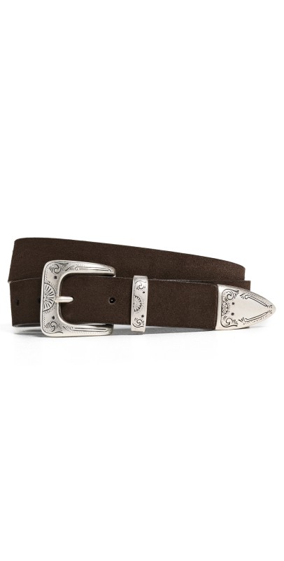 Anderson's Narrow Casual Suede Belt Dark Brown