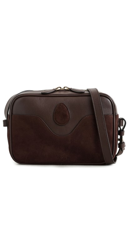 NEOUS Leo Leather and Suede Crossbody Bag Dark Chocolat