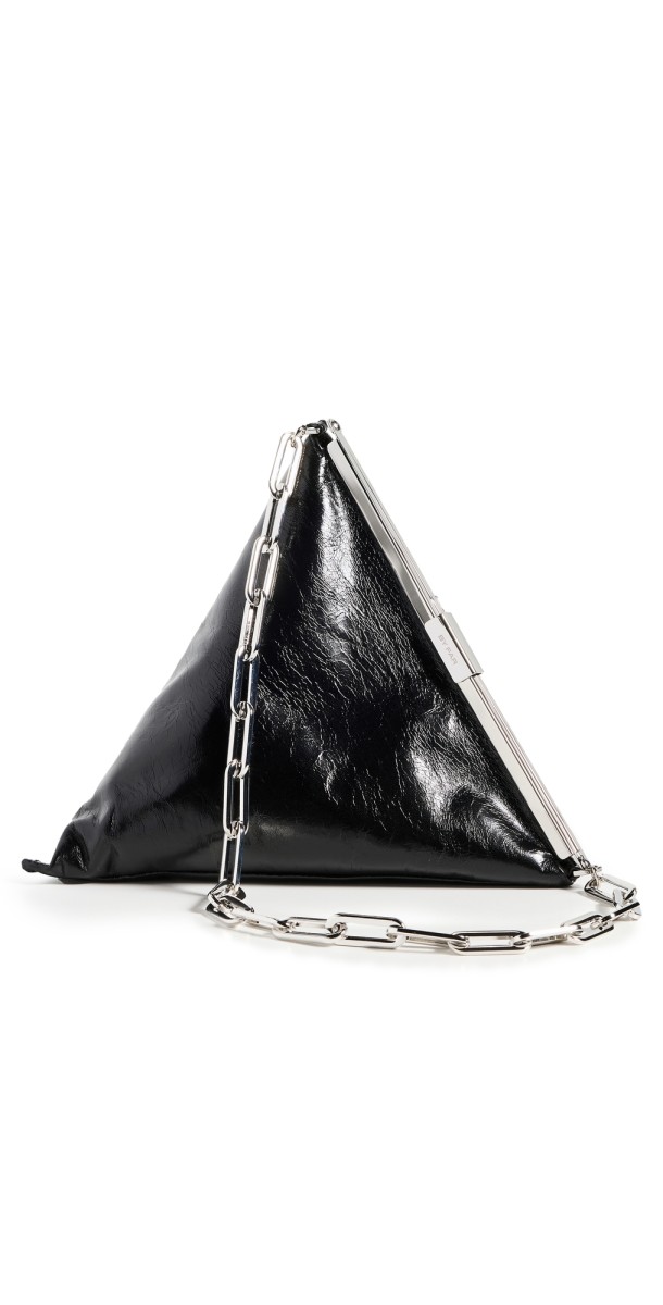 BY FAR Prisma Black Creased Leather Shoulder Bag Black