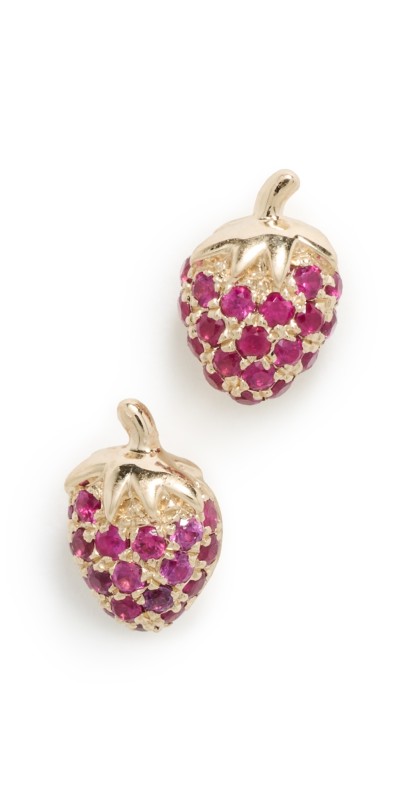 EF Collection 14k Ruby Mini Strawberry Studs 14k Yellow Gold