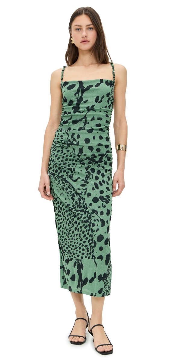 Nanushka Alexa Dress Cheetah Green