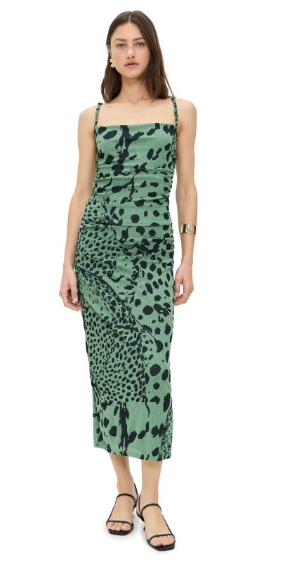 Nanushka Alexa Dress Cheetah Green